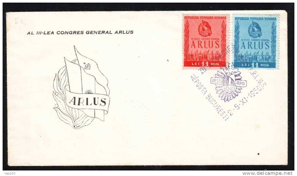 ROMANIA 1950 COVER 1X FDC ARLUS RARE!. - FDC