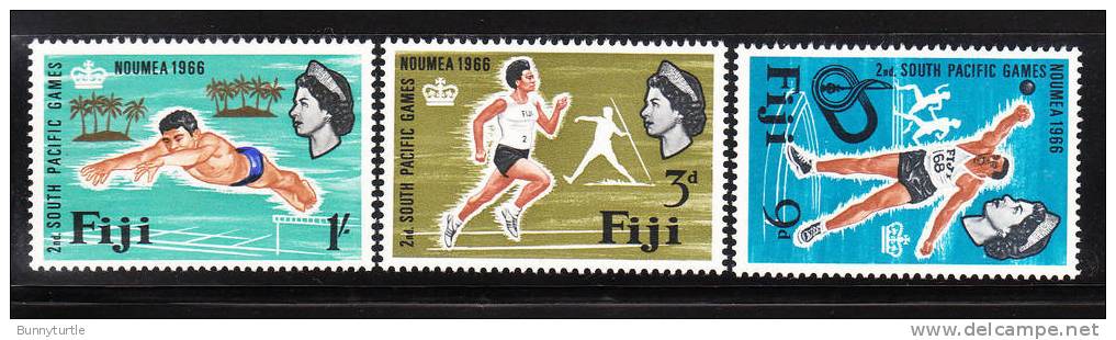 Fiji 1966 South Pacific Games Noumea Shot Put Diver Runner MNH - Fidschi-Inseln (...-1970)