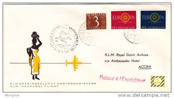 1960 Premier Vol KLM Amsterdam- Accra - Luftpost