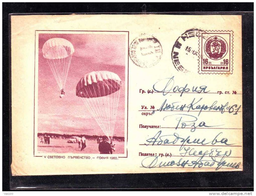 Parachutisme Parachutting,1960,COVER STATIONERY   Bulgaria.(A2) - Paracadutismo