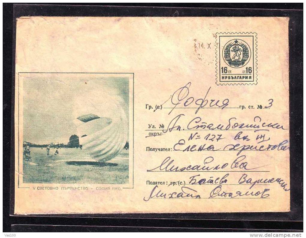 Parachutisme Parachutting,1960,COVER STATIONERY   Bulgaria.(A3) - Paracadutismo