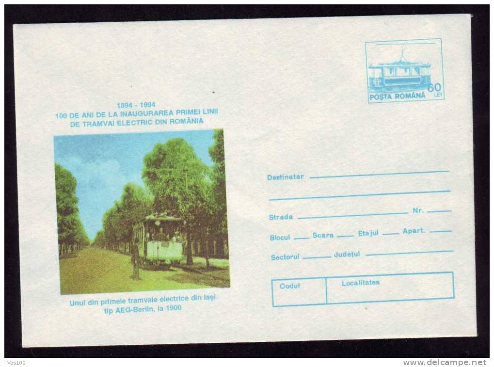 TRAMWAYS TRAM  Tipe "AEG-Berlin 1900" 1994 Cover Stationery Romania. - Tram