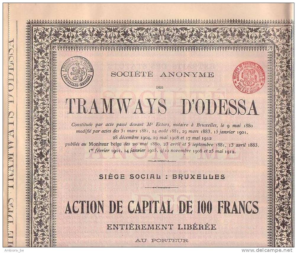 Société Anonyme Des Tramways D'Odessa (version 1912) - Transport