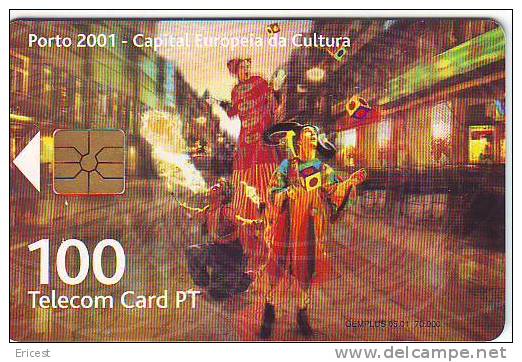 PORTUGAL TELECOM CARD 100 PORTO 2001 CAPITAL EUROPEIA DA CULTURA PUCE GEM TIRAGE  70000 BON ETAT - Portugal