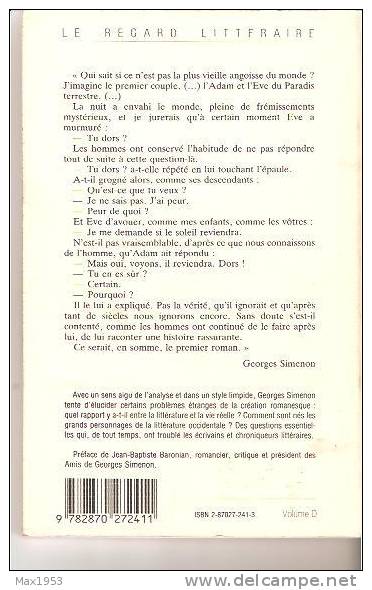 Georges Simenon - L'âge Du Roman - Préf. De J.-B. Baronian  Editions Complexe 1988 Coll. "Le Regard Littéraire" - Simenon