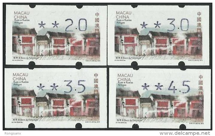 2015 MACAO MACAU OLD STREET ATM LABEL 4V - Unused Stamps