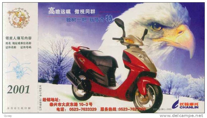 Motorbike  Bird Hawk Eagle ,   Prepaid Card  , Postal Stationery - Motorfietsen