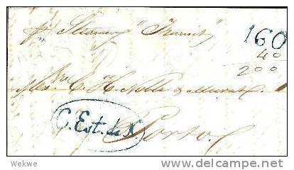 Por006/- PORTUGAL -   Brief,  Correos Estrangeirs De Navio (ex Cadiz) 1837. Per Brit. SS"Transit" Bis Lisboa - ...-1853 Préphilatélie