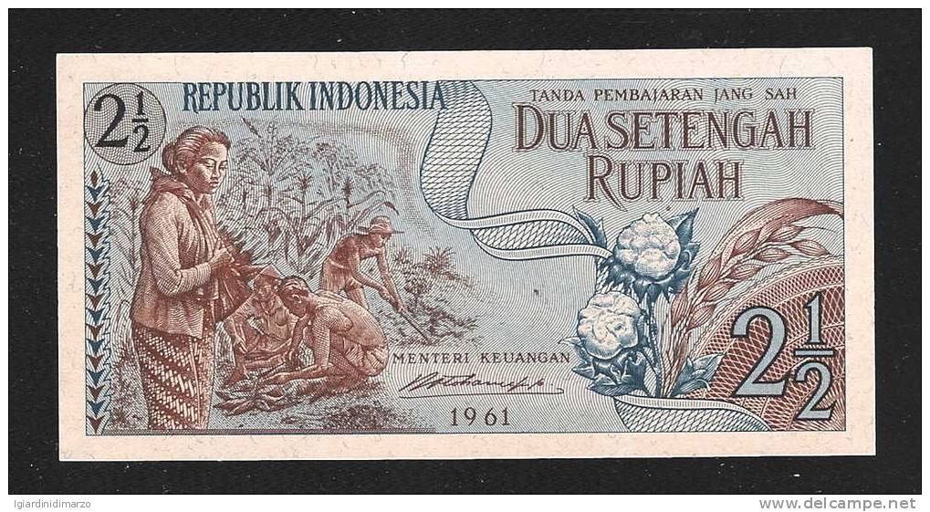 REPUBLIK INDONESIA - 1961: BANCONOTA DA 2, 1/2 RUPIAH - NON CIRCOLATA (FDS-UNC) - OTTIME CONDIZIONI. - Indonesia