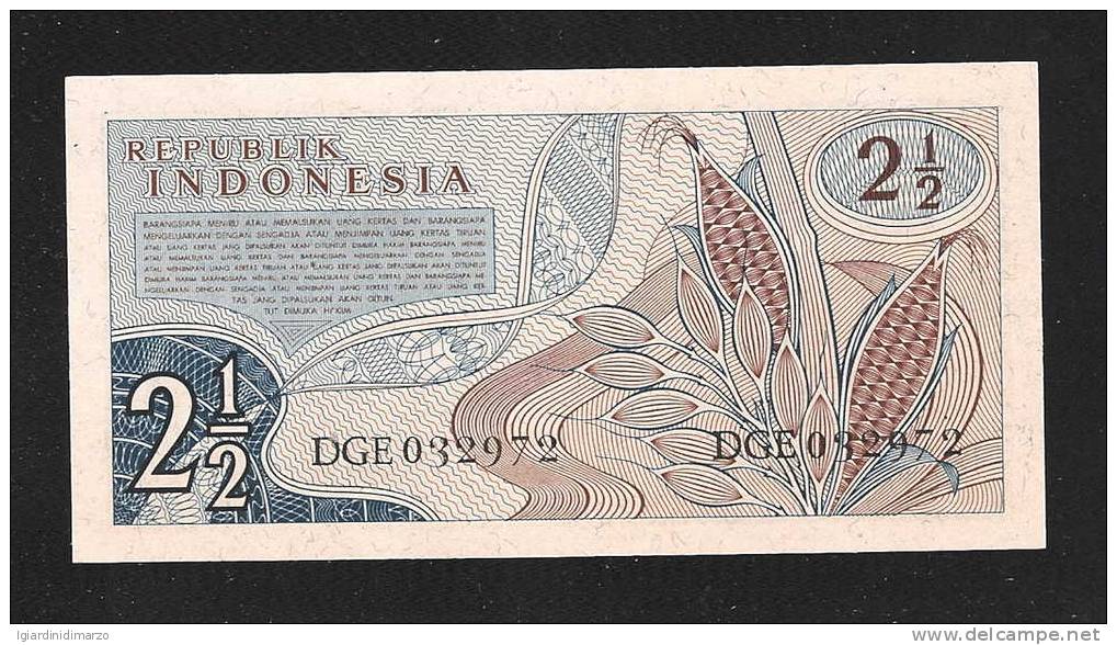 REPUBLIK INDONESIA - 1961: BANCONOTA DA 2, 1/2 RUPIAH - NON CIRCOLATA (FDS-UNC) - OTTIME CONDIZIONI. - Indonesien