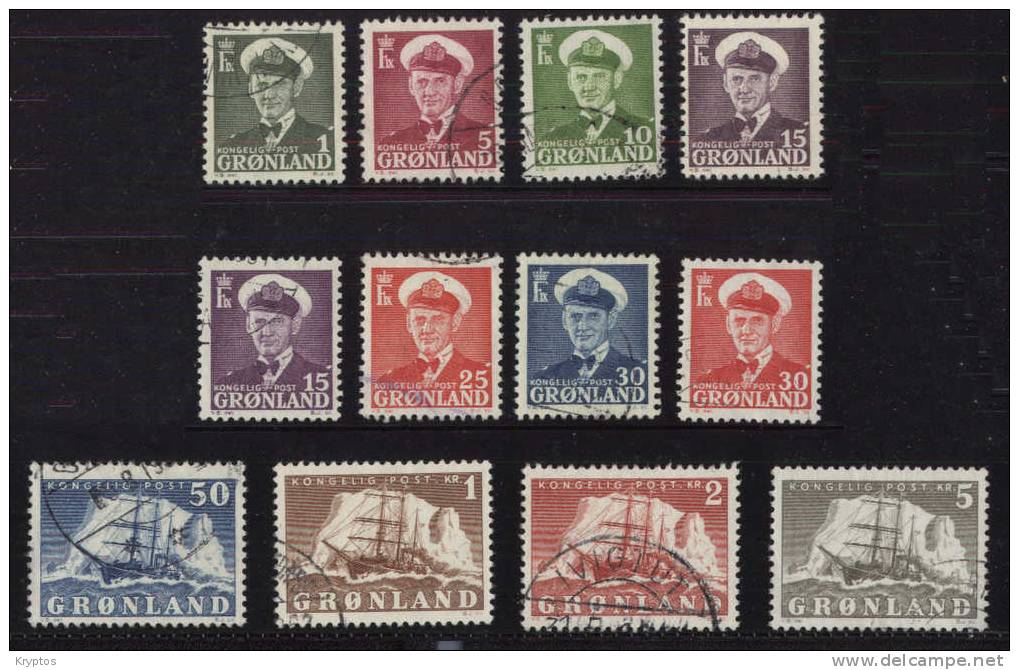 Greenland Frederick IX & Ship & Iceberg - Comp. Set Of 12 - Lots & Serien