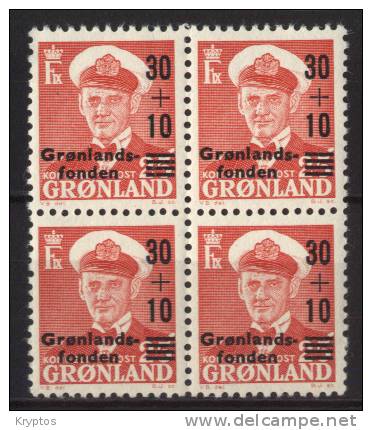 Greenland Charity "Gronlandsfonden" 1959 Block Of 4 - Blocks & Sheetlets