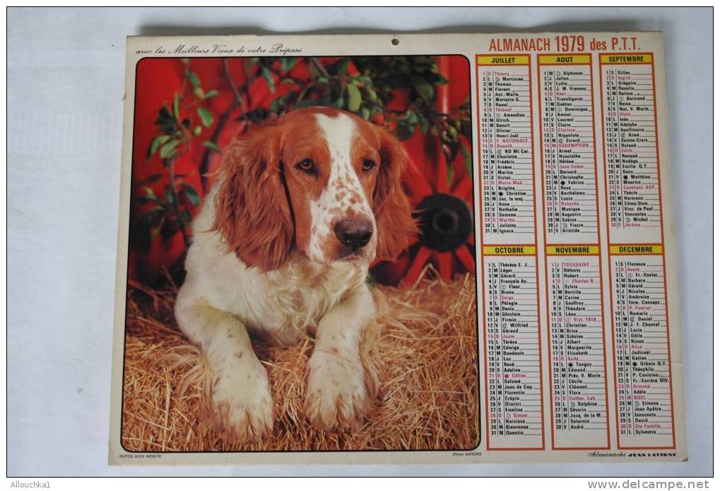 1979 -CALENDRIER ALMANACH DOUBLE PHOTOS  DES PTT CHIENS CHIOT - Groot Formaat: 1971-80