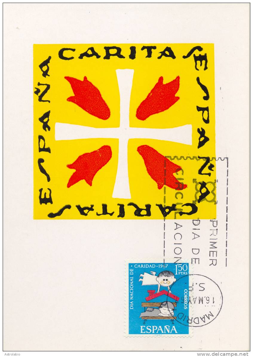 Espagne 1967 " Journée De La Charité " Carte Maximum, Yvert 1454 - Against Starve