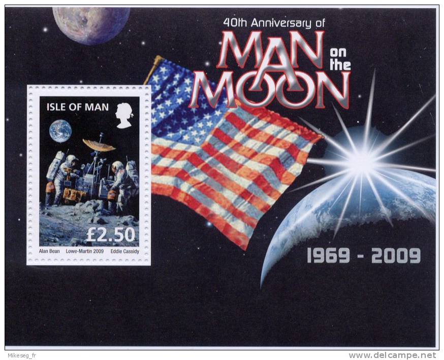 Espace - Ile De Man 2009 Feuillet  Man - 40th Anniversary Of Man On The Moon ** - Europe