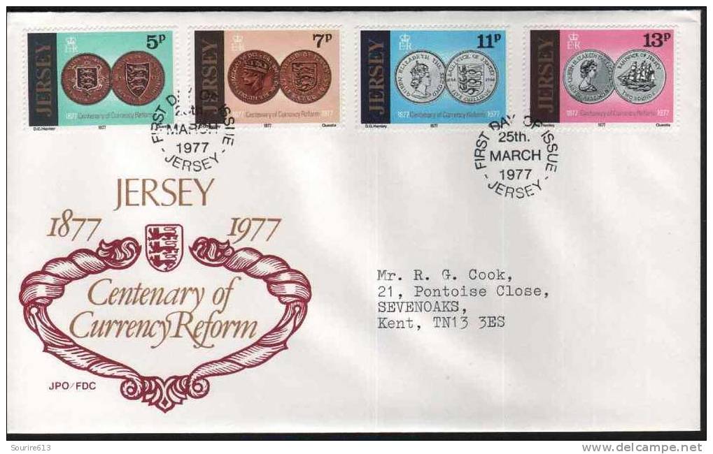 Fdc Jersey 1977 Monnaies Réforme 1877 Pièces De 1871 1949 1966 1972 - Münzen