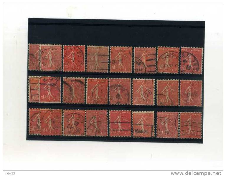 - FRANCE 1903/60 SEMEUSE LIGNEE . ENSEMBLE DE TIMBRES  . VARIANTES DU 50c SEMEUSE LIGNEE . - 1903-60 Sower - Ligned