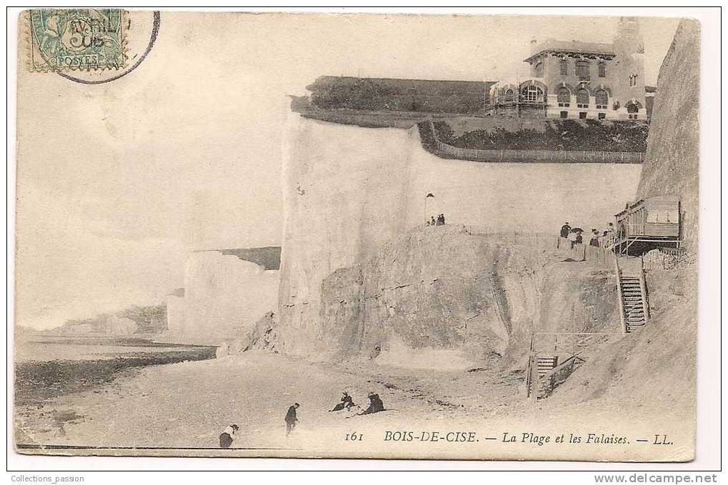 Cpa , 80 ,BOIS DE CISE , La Plage Et Les Falaises , Animée , Voyagée 1906 - Bois-de-Cise