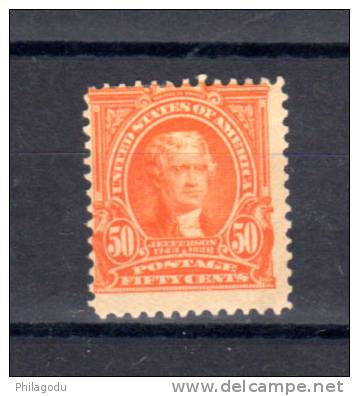 USA  Jefferson 50c Orange   YV. 154*, Cote 480 &euro;,  Mint Hinged - Unused Stamps