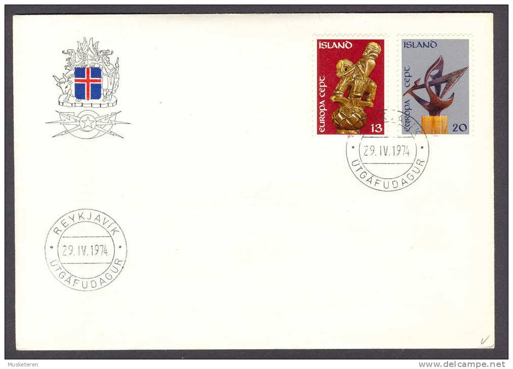 Iceland 1974 Mi. 489-90 FDC Cover Europa CEPT Sculptures Skulpturen Complete Set - FDC