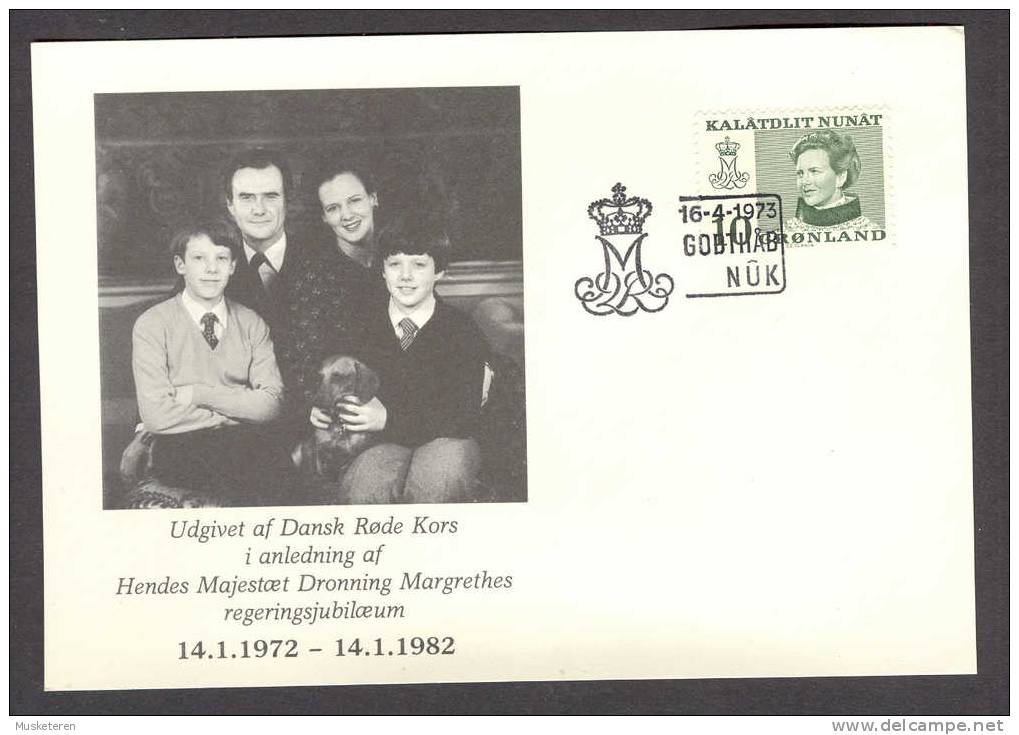 Greenland 1982 Mi. 84 Queen Königin Margrethe II Coronation Jubilee Danish Red Cross Rotes Kreuz Croix Rouge Card Slania - Lettres & Documents