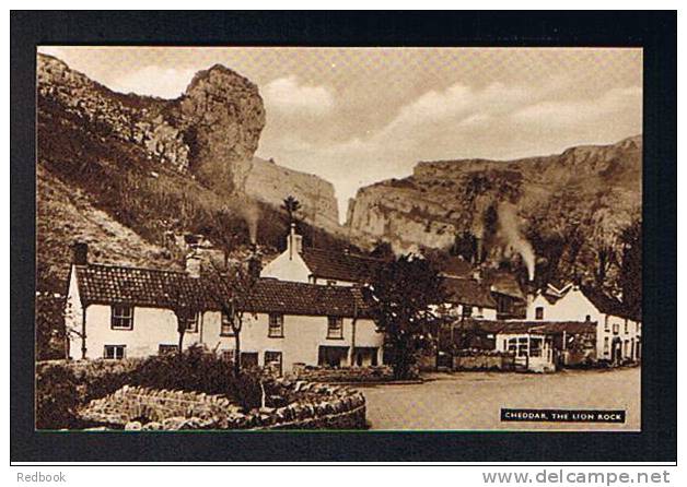 Early Postcard Cheddar Somerset - The Lion Rock & Village Houses - Ref 377 - Cheddar