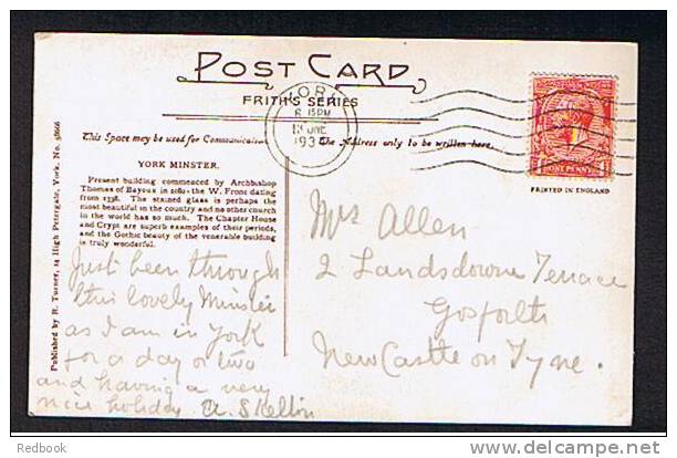 1934 Postcard York Minster - South Side - Ref 377 - York