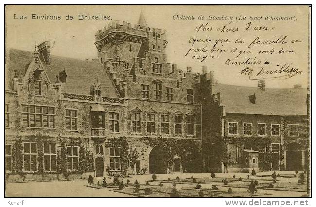 CP De LES ENVIRONS DE BRUXELLES " Château De Gaesbeek - La Cour D'honneur " Avec Relais De GOYCK . - Lennik