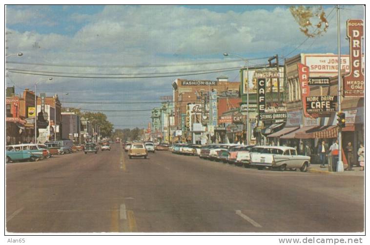 Greeley CO Animated Street Scene C1950s/60s Vintage Chrome Postcard, Great American Autos - Altri & Non Classificati