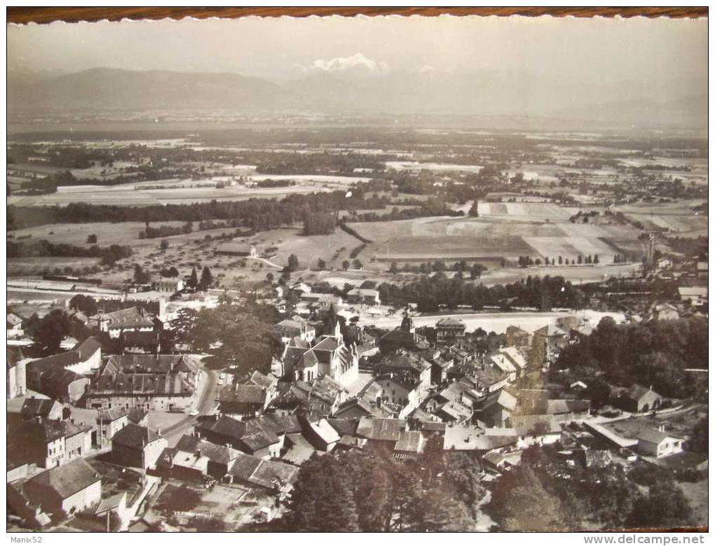 01 - GEX - Vue Générale Aérienne - Au Fond Le Lac Léman Et Le Mont Blanc. (CPSM) - Gex