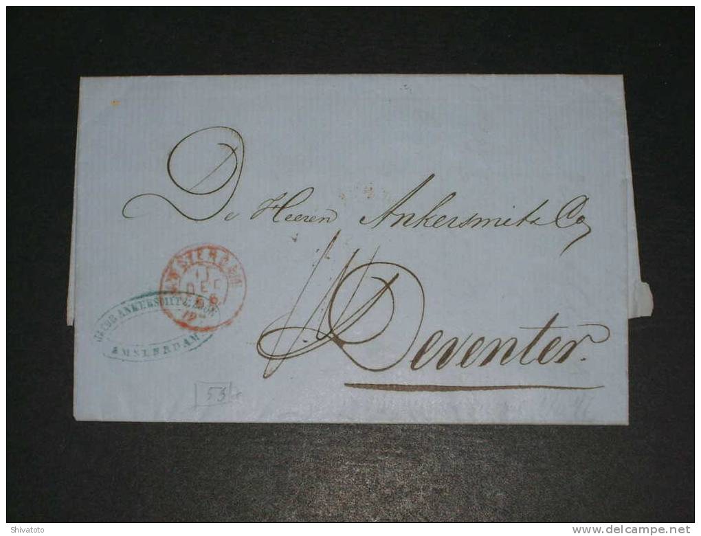 (727) Holland Stampless Cover From Amsterdam To Deventer 1866 - ...-1852 Prephilately