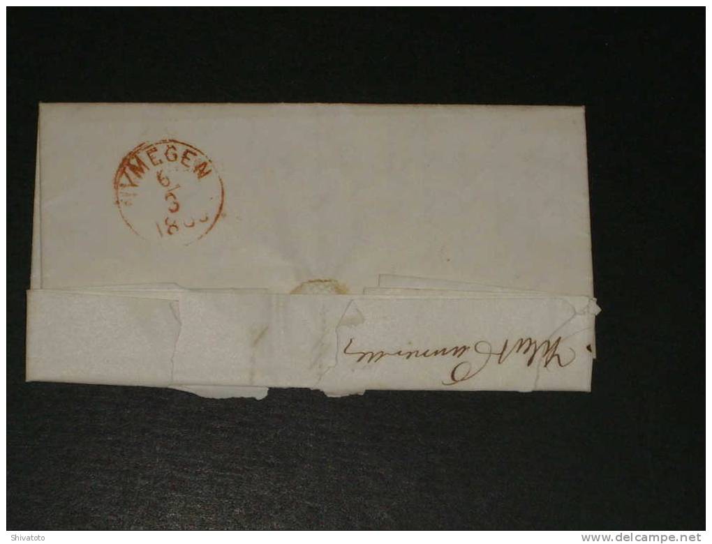 (728) Holland Stampless Cover From Zevenaar To Nymegen 1863 - ...-1852 Préphilatélie