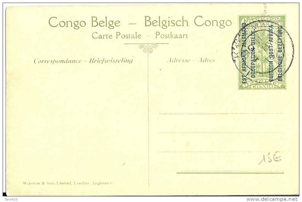 REF LMM8 - CONGO BELGE - EP CP ILLUSTREE N°1 5c SURCHARGE EST AFRICAIN ALLEMAND OCCUPATION BELGE OBLITERE - Postwaardestukken