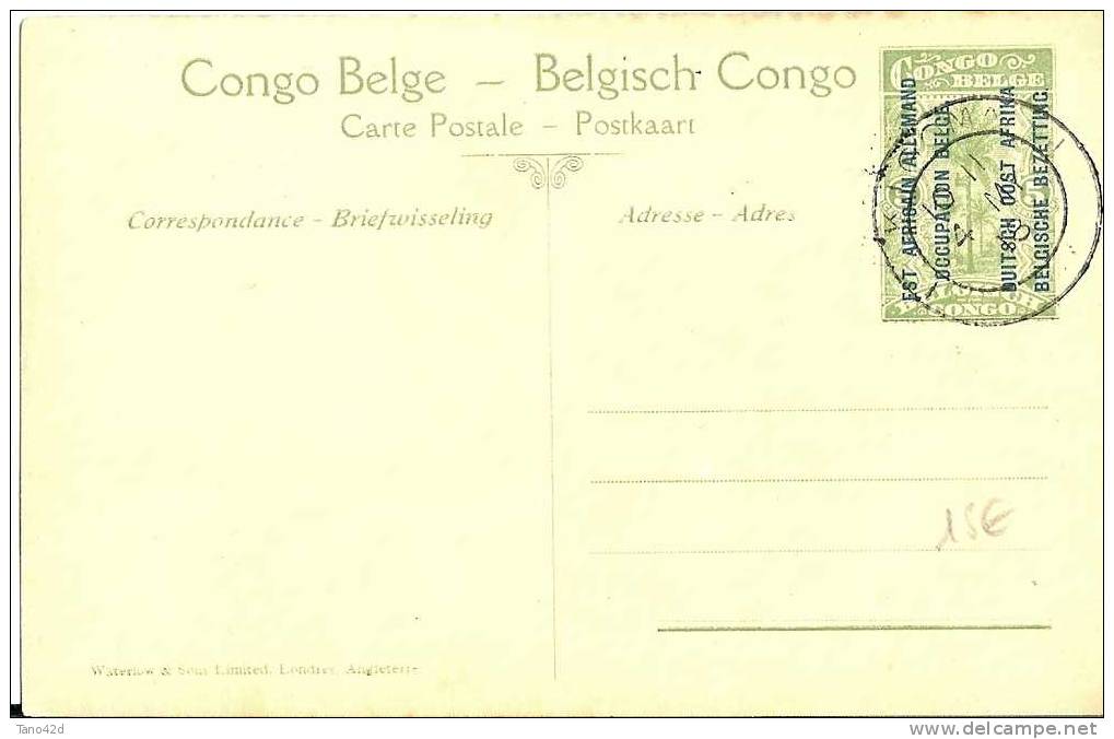 REF LMM8 - CONGO BELGE - EP CP ILLUSTREE N°2 5c SURCHARGE EST AFRICAIN ALLEMAND OCCUPATION BELGE OBLITERE - Stamped Stationery