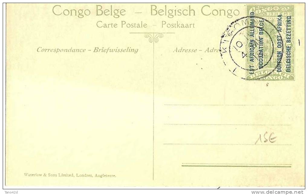 REF LMM8 - CONGO BELGE - EP CP ILLUSTREE N°6 5c SURCHARGE EST AFRICAIN ALLEMAND OCCUPATION BELGE OBLITERE - Postwaardestukken