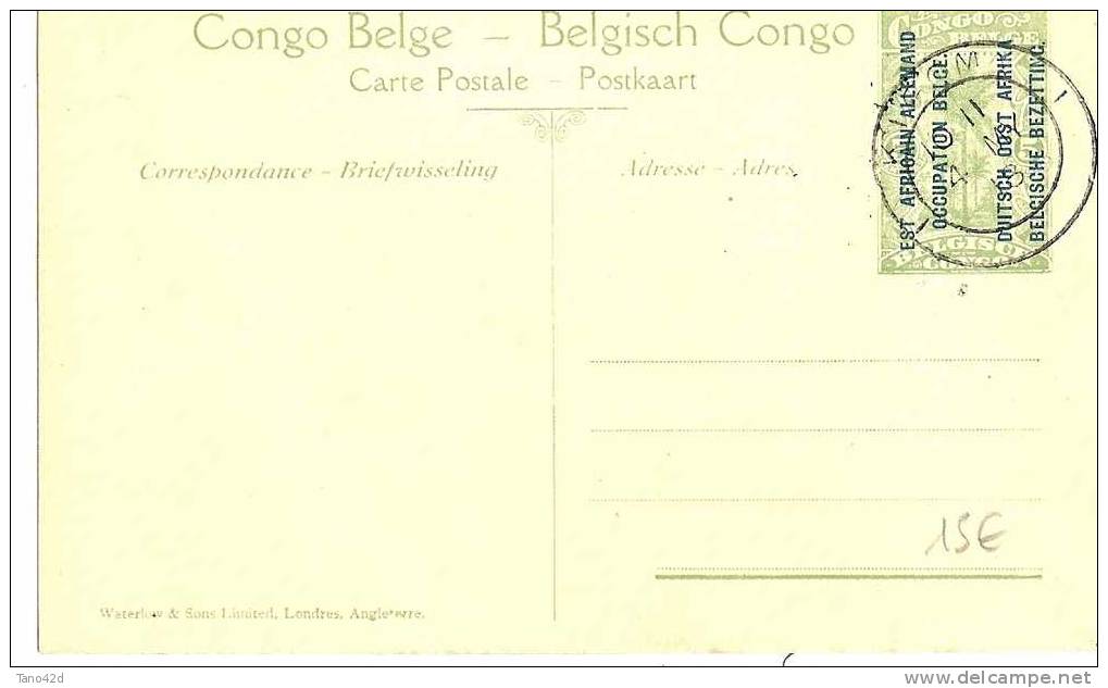 REF LMM8 - CONGO BELGE - EP CP ILLUSTREE N°10 5c SURCHARGE EST AFRICAIN ALLEMAND OCCUPATION BELGE OBLITERE - Postwaardestukken