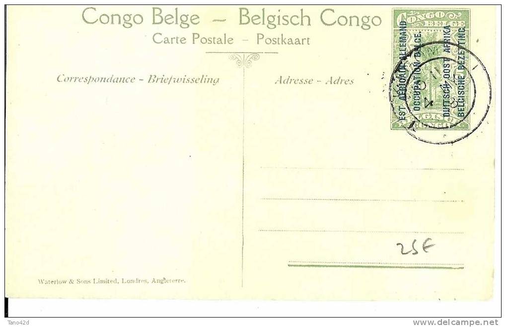 REF LMM8 - CONGO BELGE - EP CP ILLUSTREE N°15  5c SURCHARGE EST AFRICAIN ALLEMAND OCCUPATION BELGE OBLITERE - Ganzsachen