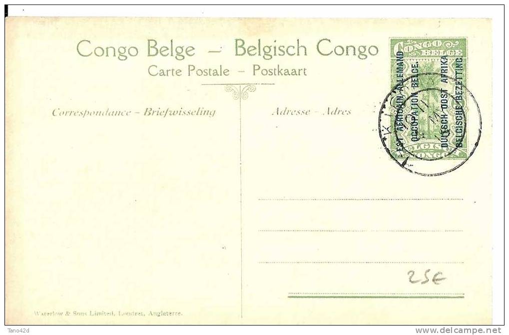 REF LMM8 - CONGO BELGE - EP CP ILLUSTREE N°17  5c SURCHARGE EST AFRICAIN ALLEMAND OCCUPATION BELGE OBLITERE - Ganzsachen