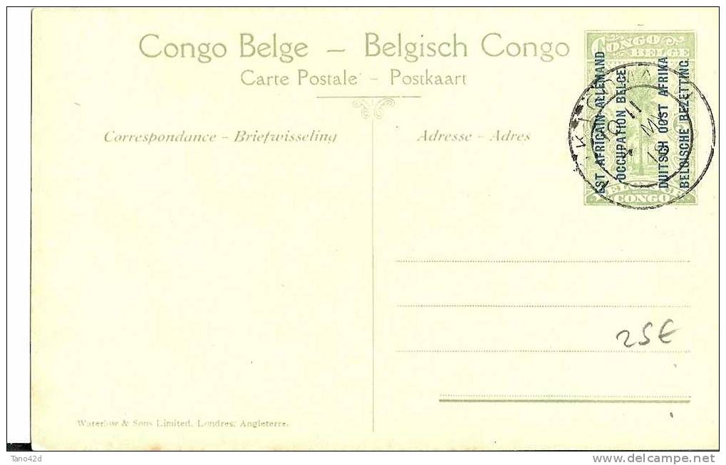 REF LMM8 - CONGO BELGE - EP CP ILLUSTREE N°16  5c SURCHARGE EST AFRICAIN ALLEMAND OCCUPATION BELGE OBLITERE - Ganzsachen