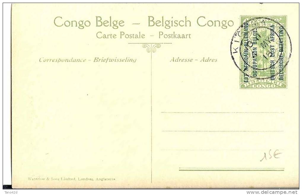 REF LMM8 - CONGO BELGE - EP CP ILLUSTREE N°23  5c SURCHARGE EST AFRICAIN ALLEMAND OCCUPATION BELGE OBLITERE - Stamped Stationery