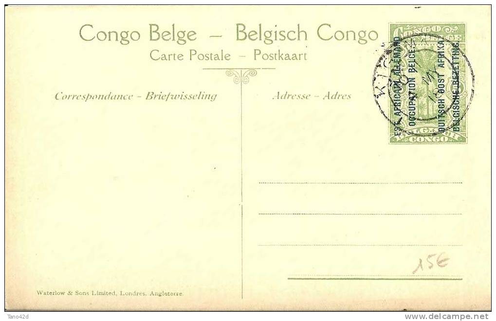 REF LMM8 - CONGO BELGE - EP CP ILLUSTREE N°26  5c SURCHARGE EST AFRICAIN ALLEMAND OCCUPATION BELGE OBLITERE - Ganzsachen