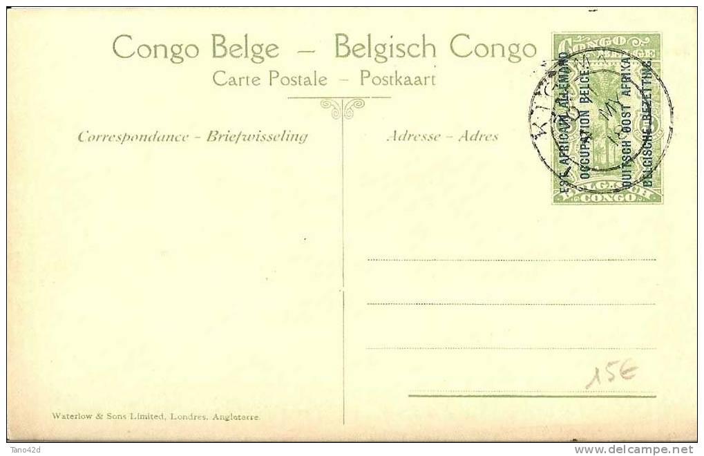 REF LMM8 - CONGO BELGE - EP CP ILLUSTREE N°26  5c SURCHARGE EST AFRICAIN ALLEMAND OCCUPATION BELGE OBLITERE - Stamped Stationery