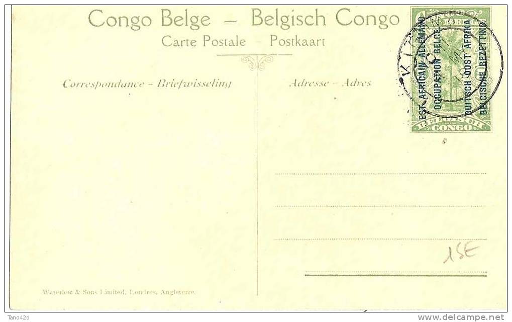 REF LMM8 - CONGO BELGE - EP CP ILLUSTREE N°27  5c SURCHARGE EST AFRICAIN ALLEMAND OCCUPATION BELGE OBLITERE - Stamped Stationery