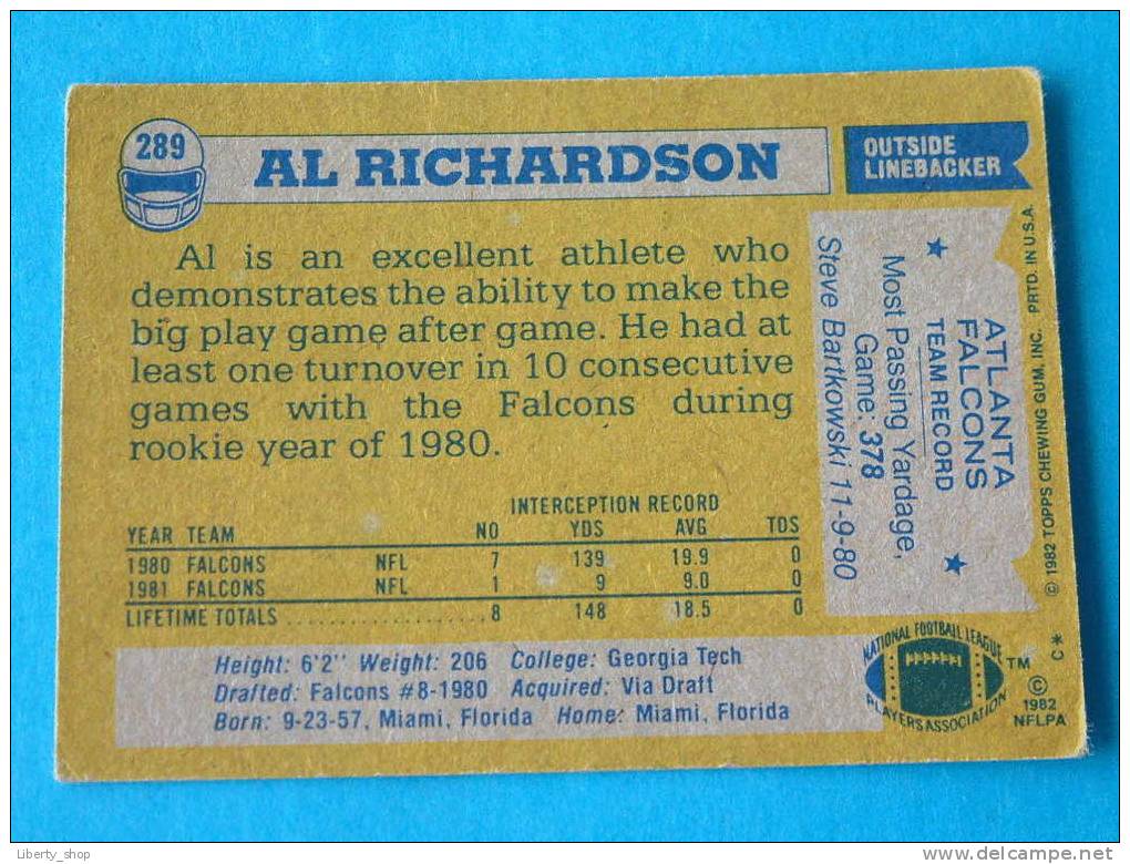 AL RICHARDSON / FALCONS OLB ( 289 ) ! - 1980-1989