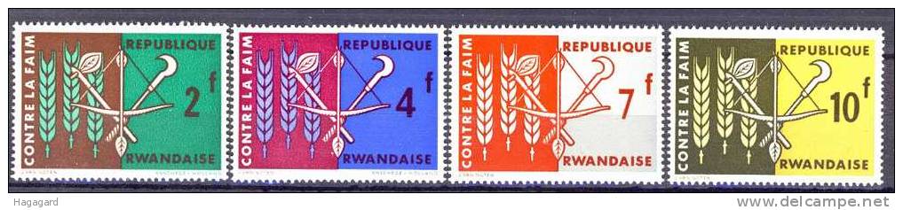 ##Rwanda 1963.  Fight Against Hunger.  Michel 23-26.  MNH** - Neufs