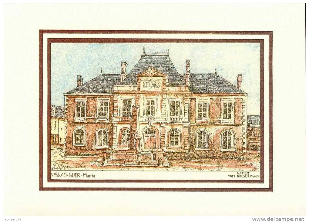 56 GUER - Mairie  - Illustration Yves Ducourtioux - Guer Coetquidan