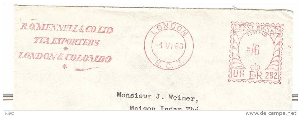 Thé, Londres, Colombo, Commerce - EMA Britannique Universal - Enveloppe Entière    (1774) - Other & Unclassified