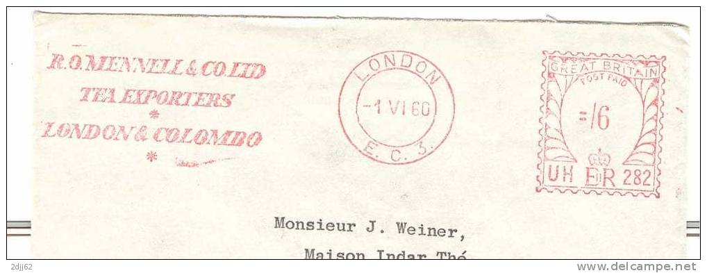 Thé, Londres, Colombo, Commerce - EMA Britannique Universal - Enveloppe Entière    (1774) - Altri & Non Classificati