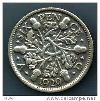 Grande-Bretagne 6 Pence Argent Georges V 1929 Ttb - H. 6 Pence