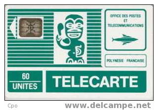 # POLYNESIA 1B TIKI Vert 60 Sc5 Silver 04.90 50000ex Tres Bon Etat - French Polynesia